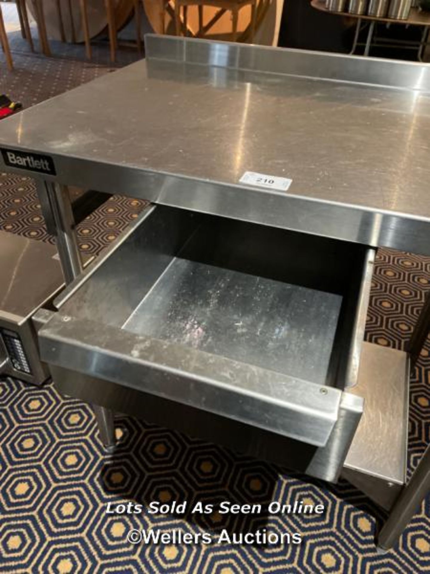 BARTLETT TWO TIER STAINLESS STEEL COMMERCIAL KITCHEN WORK BENCH, WITH DRAWER, 96CM (H) X 90CM (W) - Image 2 of 3