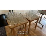 2X WOODEN TABLES, 71CM (H) X 60.5CM (W) X 60CM (D), GLASSES NOT INCLUDED / COLLECTION LOCATION: