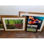 4X FRAMED AND GLAZED PRINTS OF VARIOUS THEMES, LARGEST IS 90CM (W) X 74CM (H) / COLLECTION LOCATION: