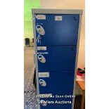 2X METAL STORAGE LOCKERS, LARGEST 180CM (H) X 45CM (W) X 45CM (D) / COLLECTION LOCATION: OLD