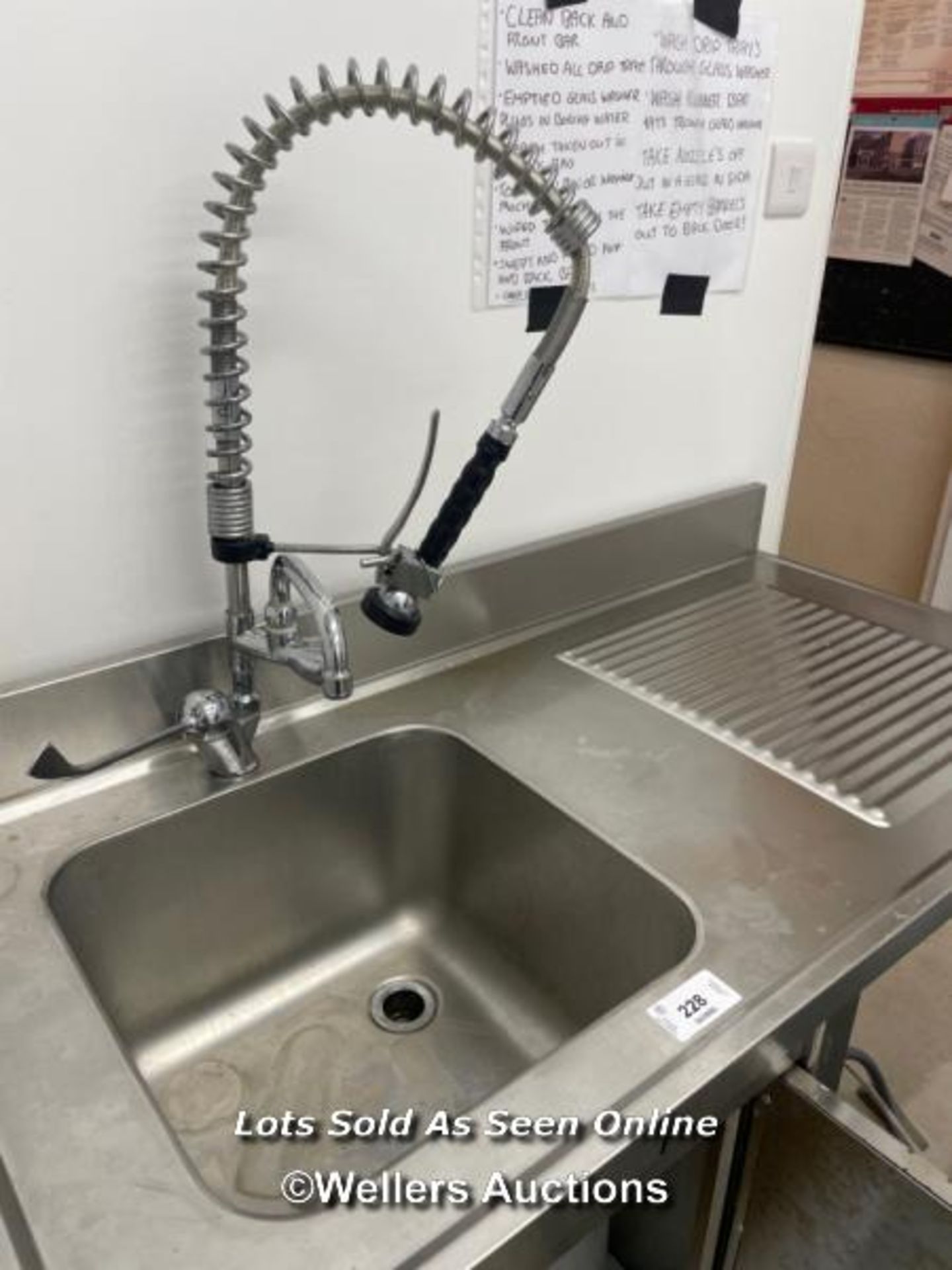 STAINLESS STEEL COMMERCIAL SINK AND WASH BAY WITH UNDERNEATH STORAGE, INCL. MIXER AND HOSE, UNIT - Image 3 of 3