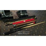 4X ASSORTED POOL AND SNOOKER CUES INCL. BCE CUSTOM CUE AND MORE / COLLECTION LOCATION: OLD WOKING