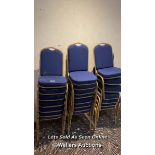 22X STACKABLE CHAIRS WITH CUSHIONED SEAT AND BACK, 92CM (H) X 43CM (W) / COLLECTION LOCATION: OLD