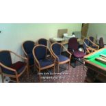 ASSORTED JOB LOT OF AS FOUND CHAIRS, KETTLE, TOILET SEAT, HP DESKJET 2630 PRINTER AND DESK, BUYER