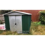 YARDMASTER GARDEN SHED, WITH SLIDING DOORS, 195CM (H) X 220CM (W) X 183CM (D), BUYER TO DISMANTLE