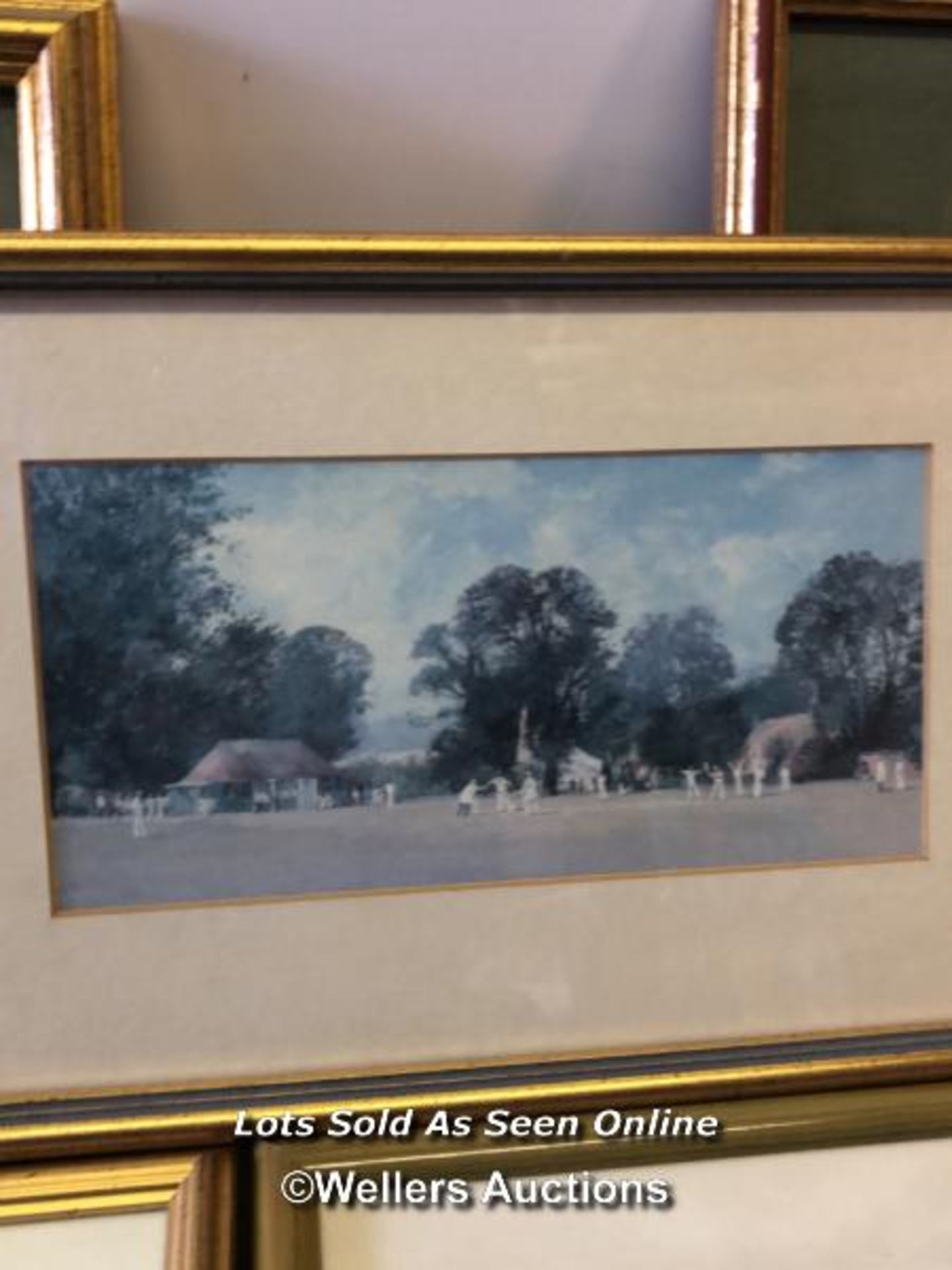 SEVEN FRAMED AND GLAZED PRINTS OF CRICKET SCENES, THE LARGEST 30CM X 35CM - Image 6 of 8