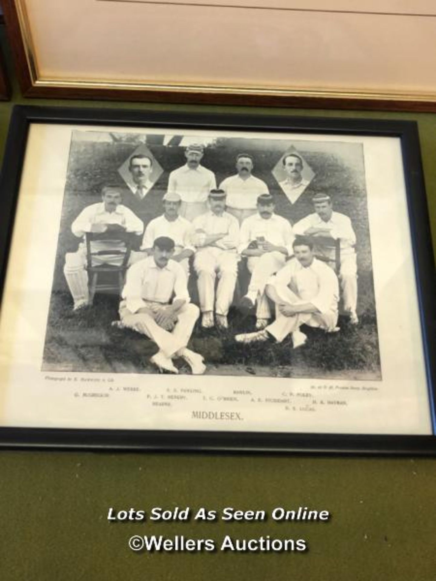 FOUR FRAMED AND GLAZED PICTURES OF CRICKET TEAMS, THREE OF MIDDLESEX AND ONE OF 'THE CHAMPAGNE OF - Image 5 of 5