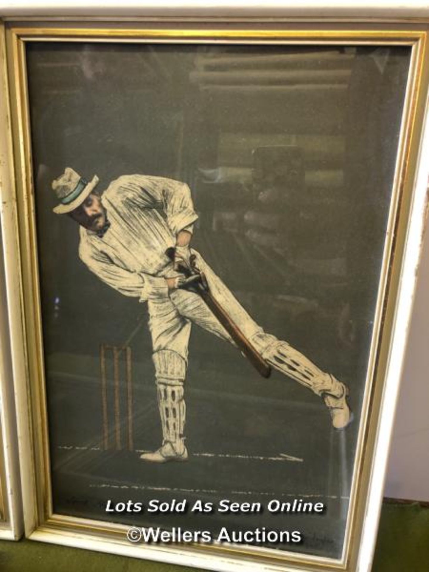 FOUR FRAMED AND GLAZED COLOURED PICTURES OF CRICKETERS, NAMELY KELLY, FOSTER, GUNN AND LORD - Image 2 of 5