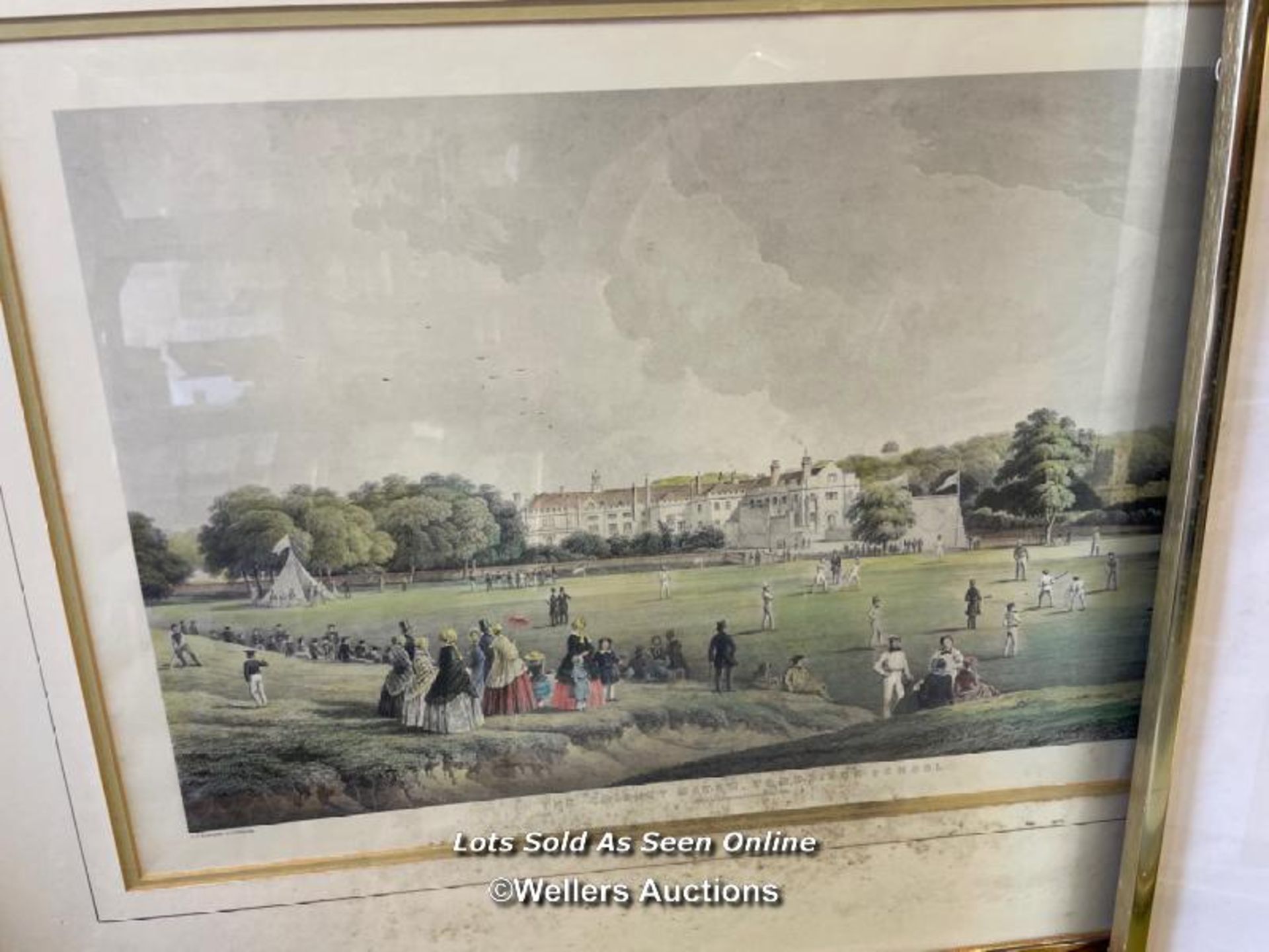 THREE FRAMED AND GLAZED CRICKET RELATED PRINTS, INCLUDING THE NEW PAVILION AT LORDS. THE LARGEST - Image 3 of 4