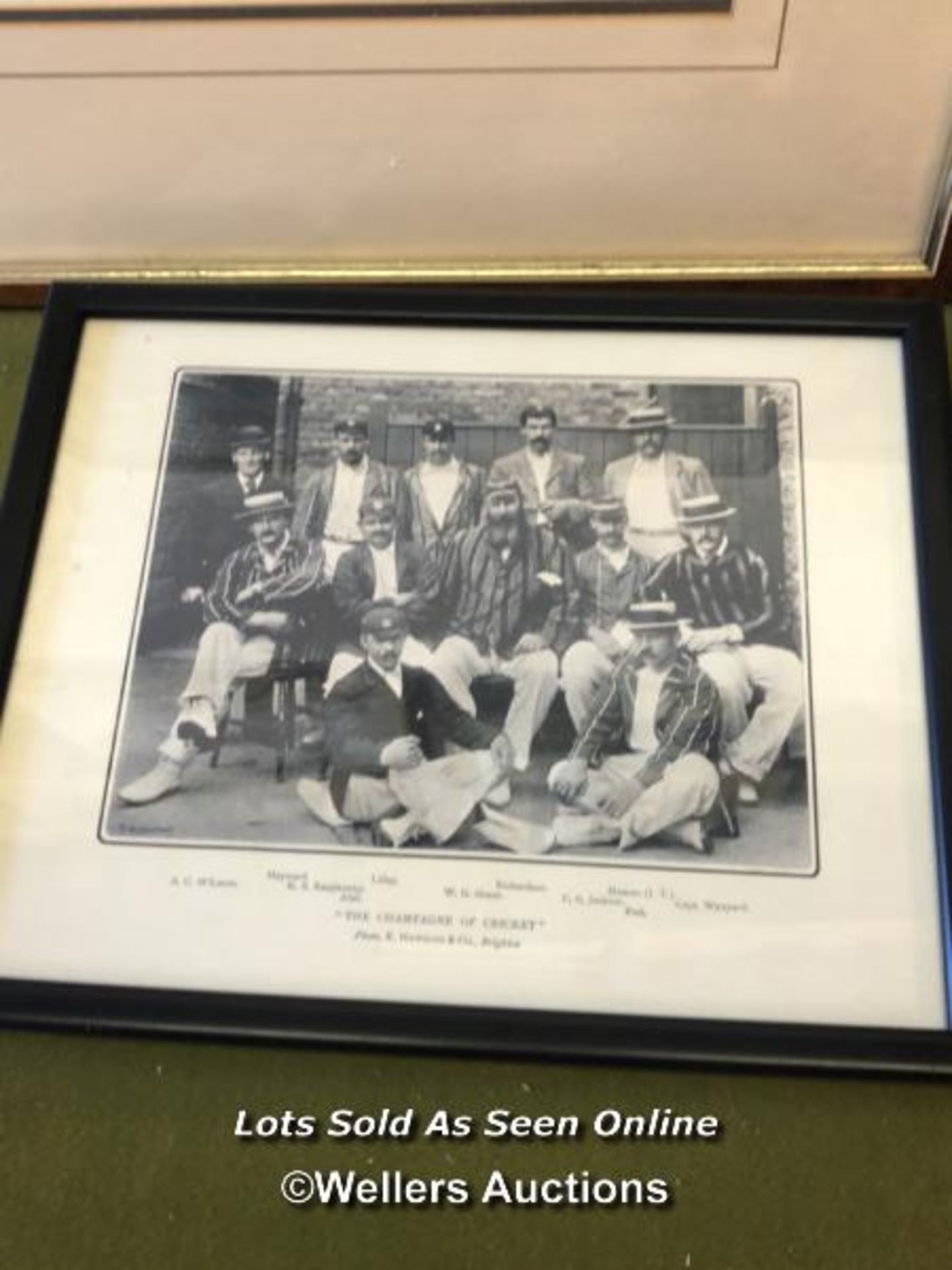 FOUR FRAMED AND GLAZED PICTURES OF CRICKET TEAMS, THREE OF MIDDLESEX AND ONE OF 'THE CHAMPAGNE OF - Image 4 of 5