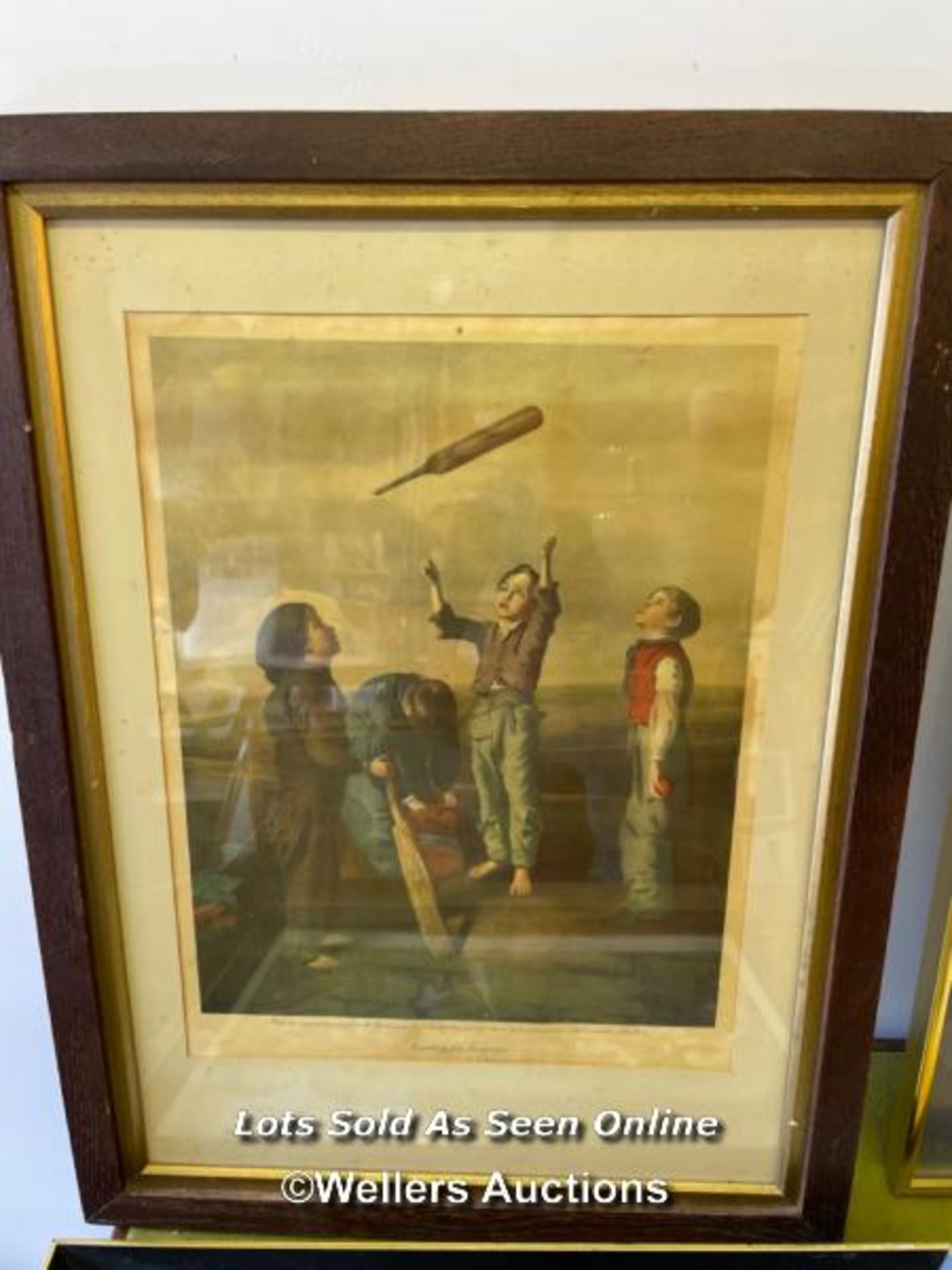 FOUR FRAMED AND GLAZED CRICKET SCENES INCLUDING 'THE CAPTAIN OF THE SCHOOL ELEVEN WENT IN FIRST' - Image 5 of 6