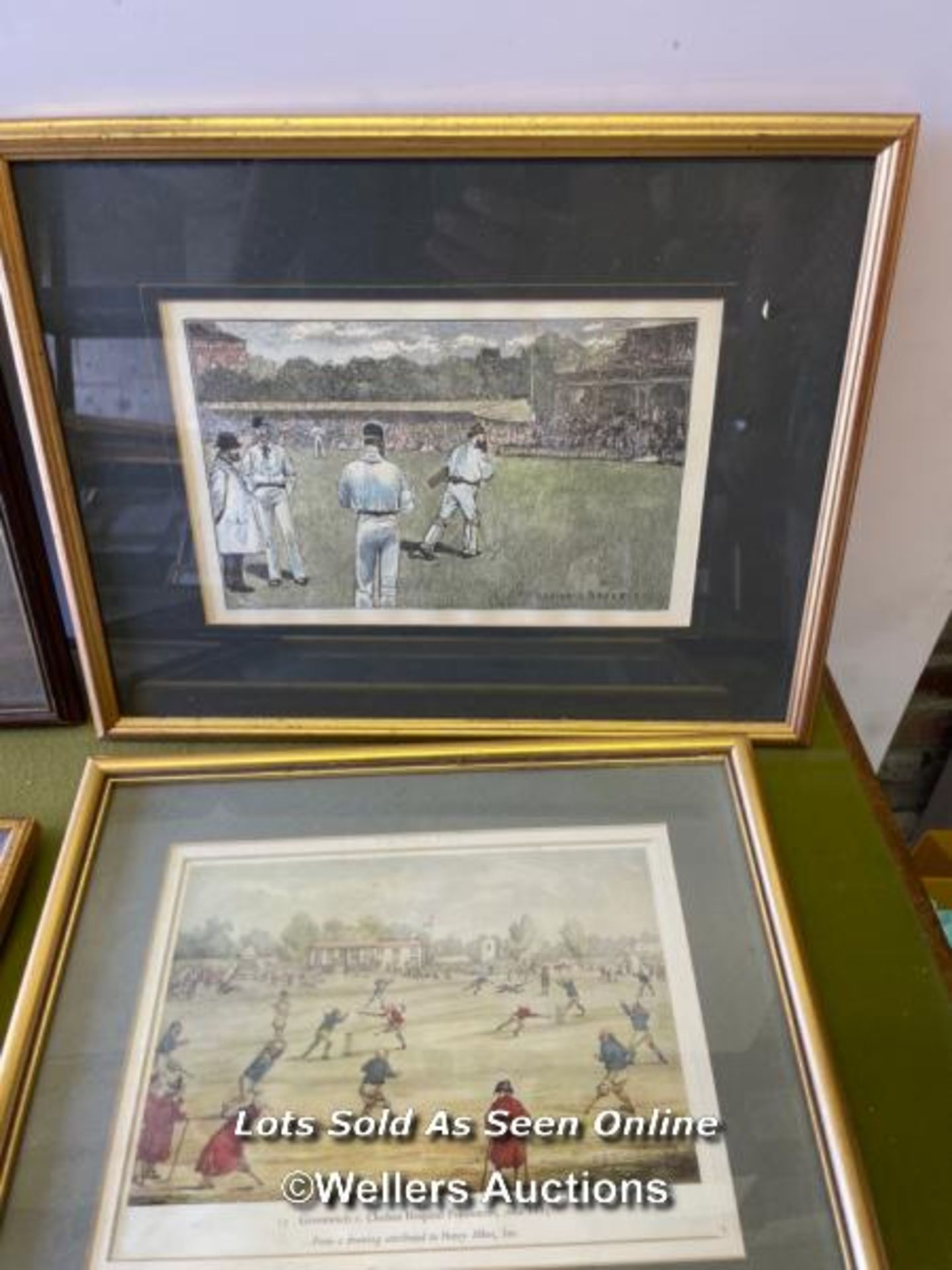 SEVEN FRAMED AND GLAZED CRICKET RELATED PRINTS, INCLUDING 'THE OVAL' AND 'GREENWICH V CHELSEA - Image 2 of 5