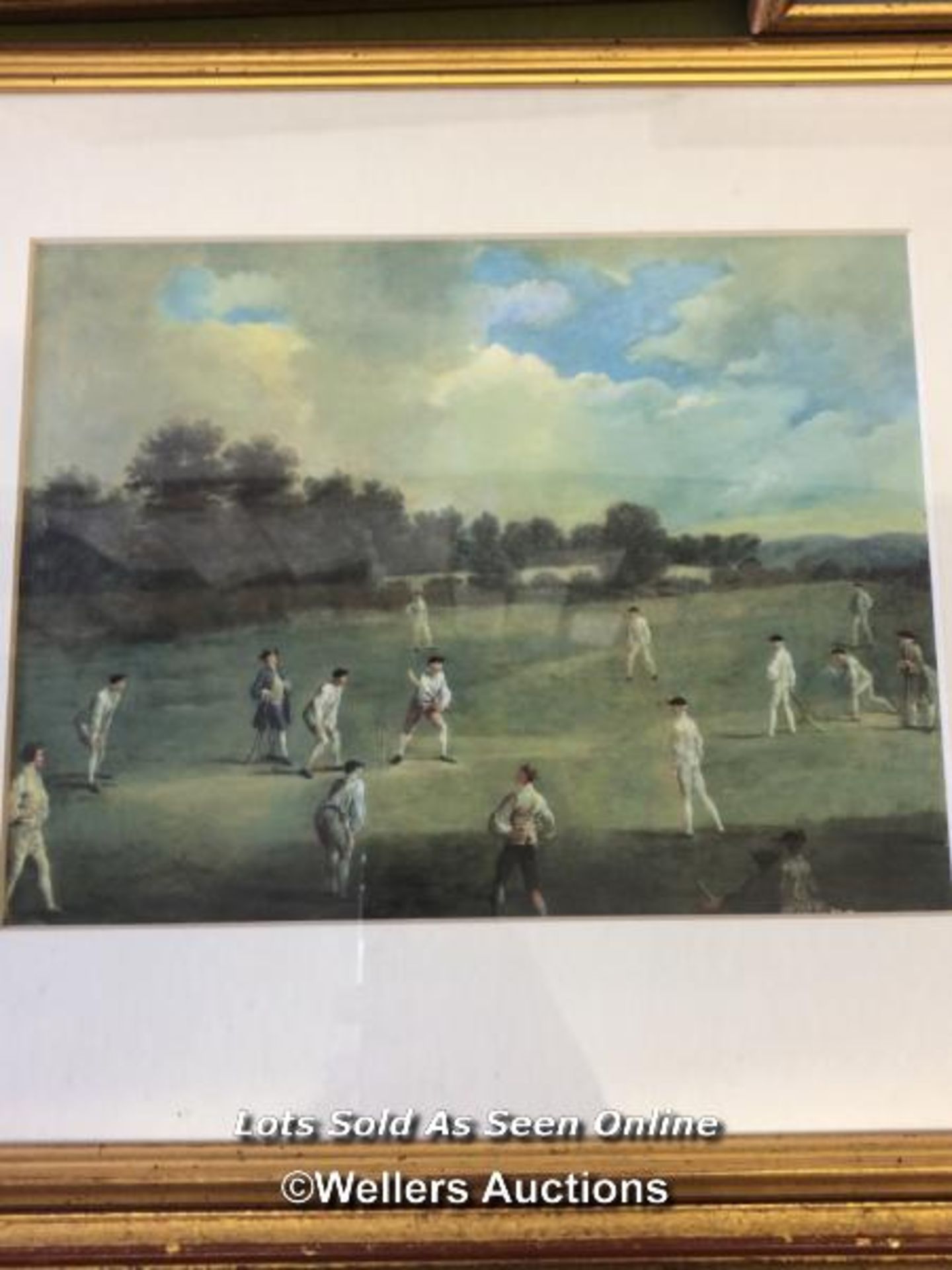 SEVEN FRAMED AND GLAZED PRINTS OF CRICKET SCENES, THE LARGEST 30CM X 35CM - Image 5 of 8