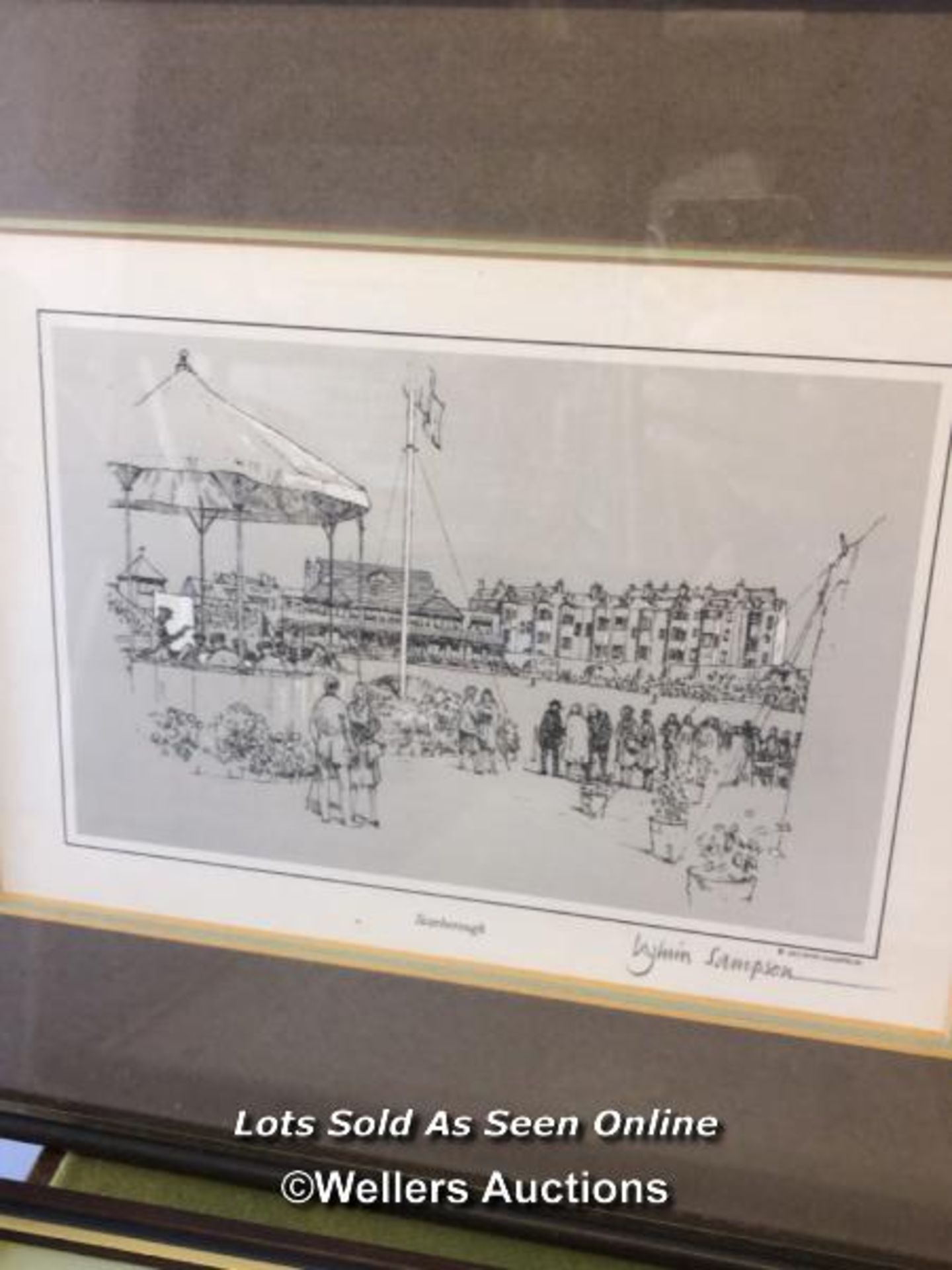FIVE FRAMED AND GLAZED PRINTS OF CRICKET GROUNDS, INCLUDING TAUNTON, SCARBOROUGH, CANTERBURY AND - Image 2 of 5