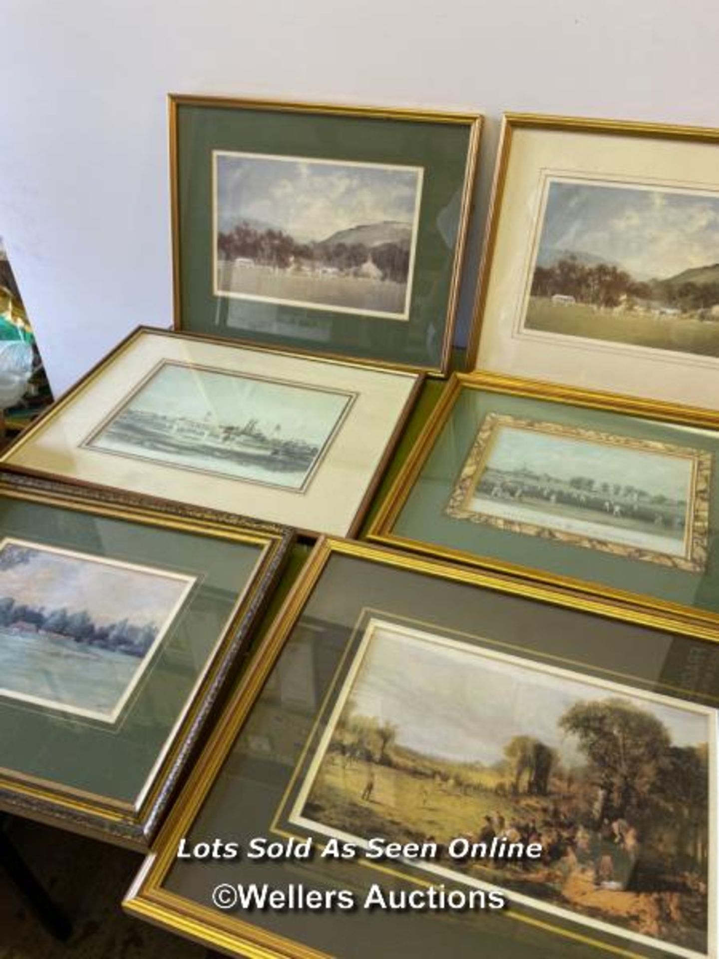SIX FRAMED AND GLAZED PRINTS OF VARIOUS CRICKET SCENES