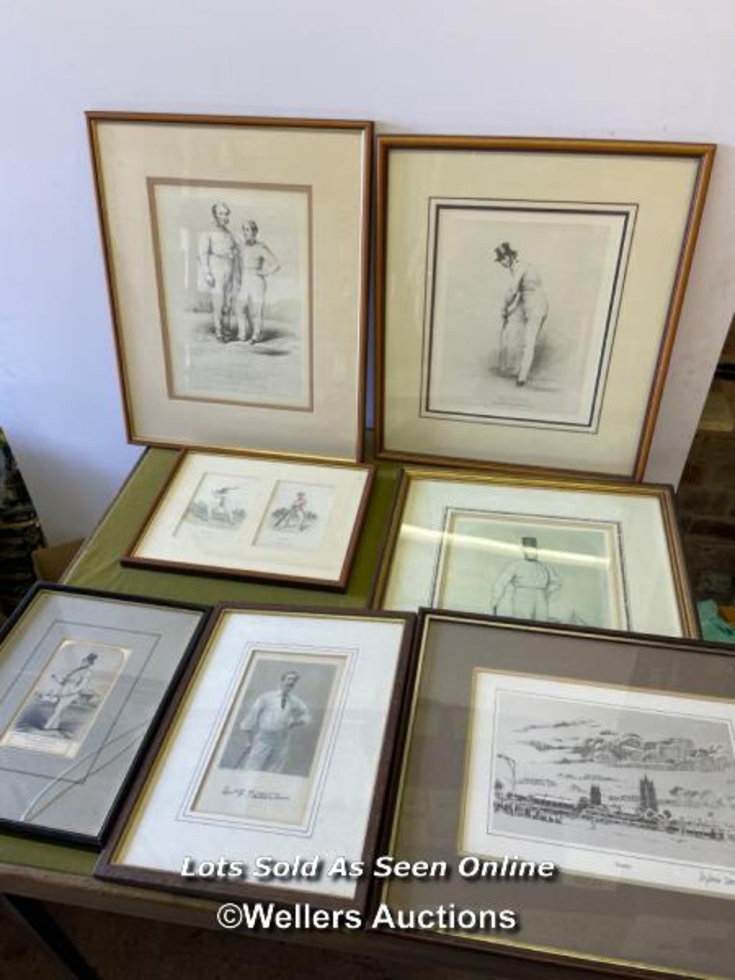 SEVEN FRAMED AND GLAZED CRICKET RELATED PRINTS