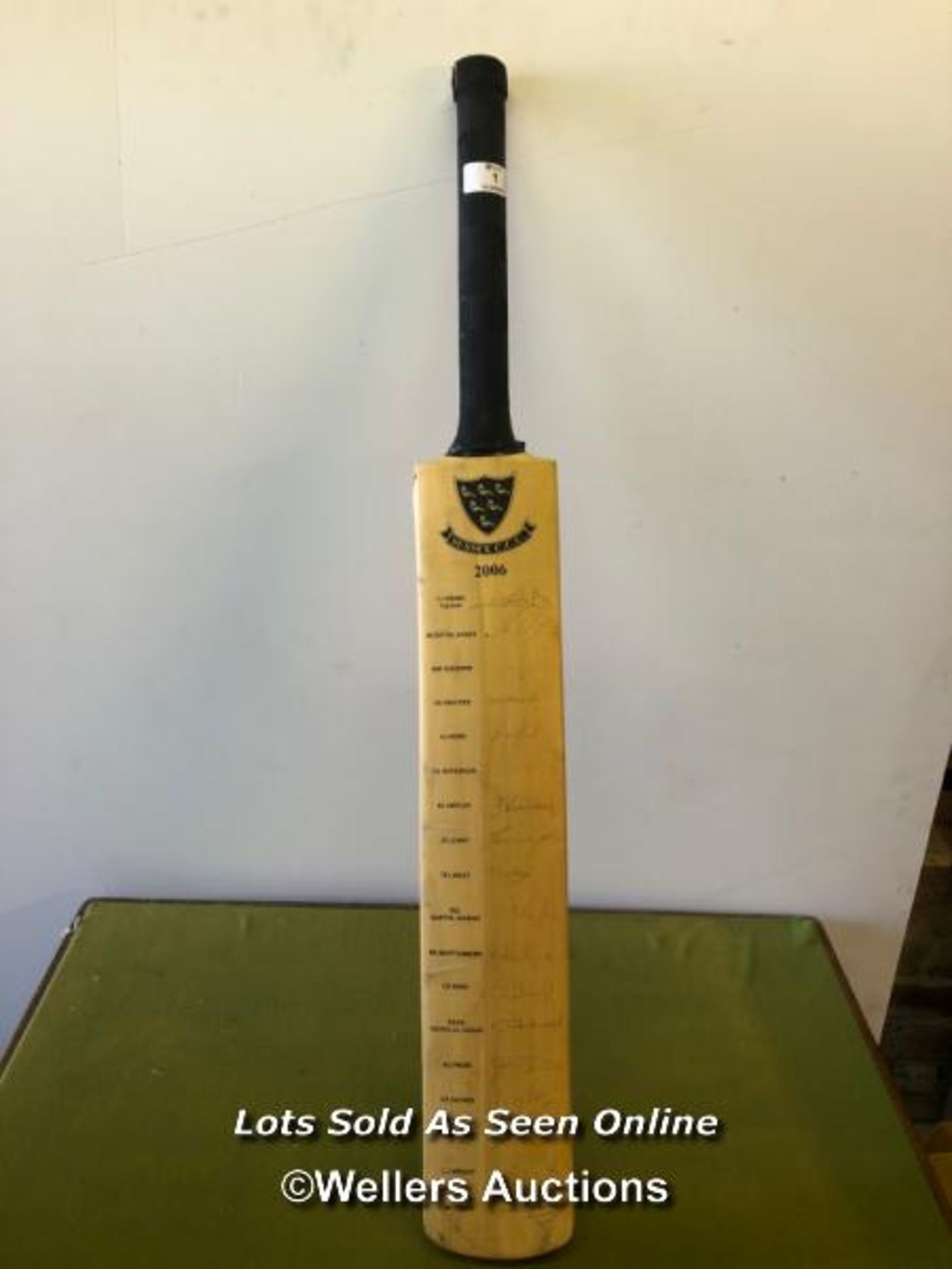 CRICKET BAT SIGNED BY THE SUSSEX CCC 2006, INCLUDING MATT PRIOR'S SIGNATURE