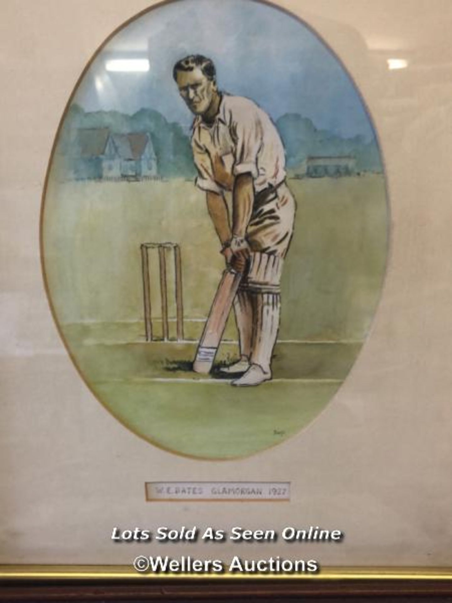 EIGHT FRAMED AND GLAZED PRINTS OF CRICKET SCENES. THE LARGEST 35CM X 29CM - Image 2 of 9