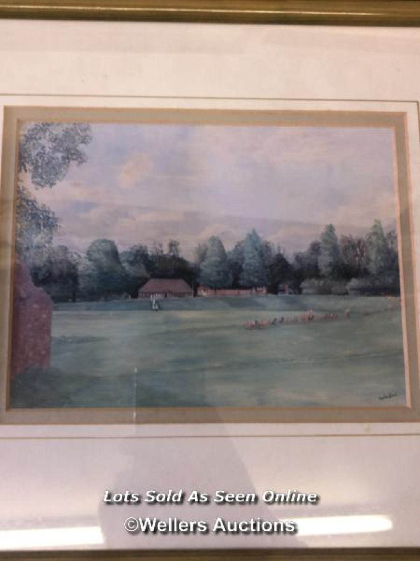 SEVEN FRAMED AND GLAZED PRINTS OF CRICKET SCENES, THE LARGEST 30CM X 35CM - Image 4 of 8