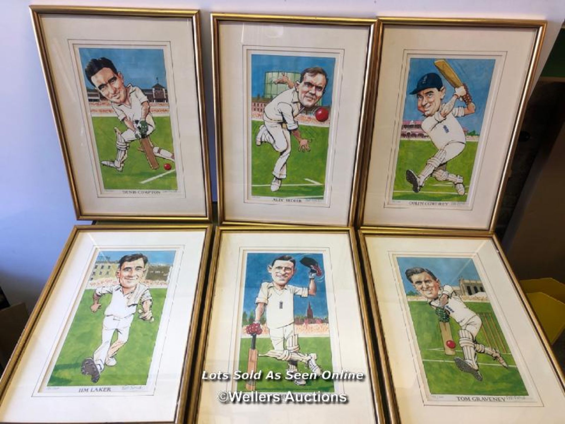 SEVEN FRAMED AND GLAZED COLOURED PRINTS OF ENGLAND LEGENDS. EACH PRINT 41CM X 28CM