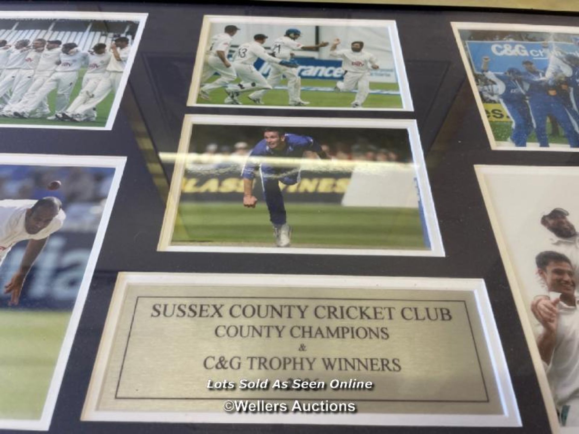 FRAMED AND GLAZED PHOTOGRAPH COLLAGE OF SUSSEX COUNTY CRICKET CLUB, COUNTY CHAMPIONS AND C&G - Image 3 of 4