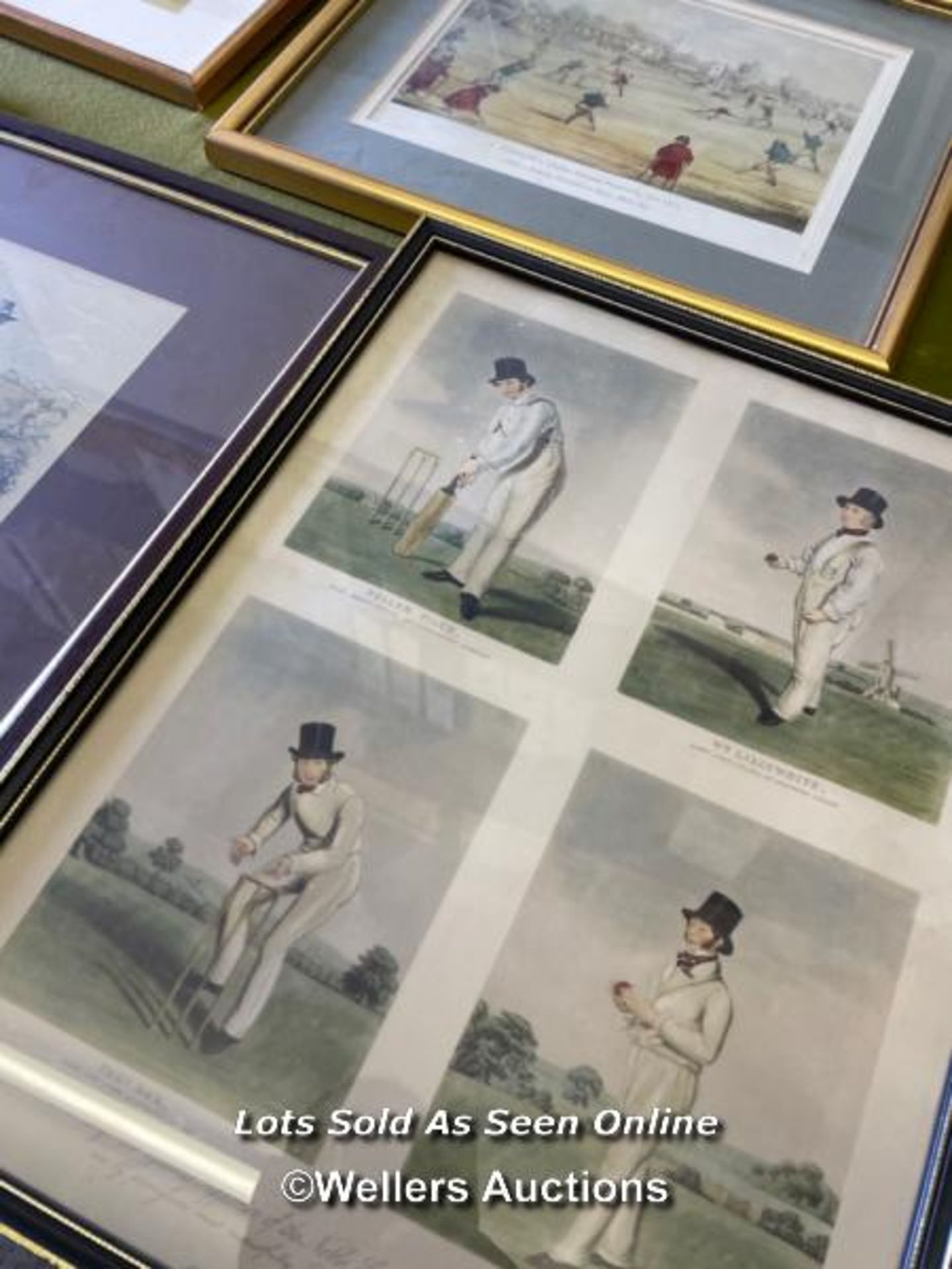 SEVEN FRAMED AND GLAZED CRICKET RELATED PRINTS, INCLUDING 'THE OVAL' AND 'GREENWICH V CHELSEA - Image 3 of 5