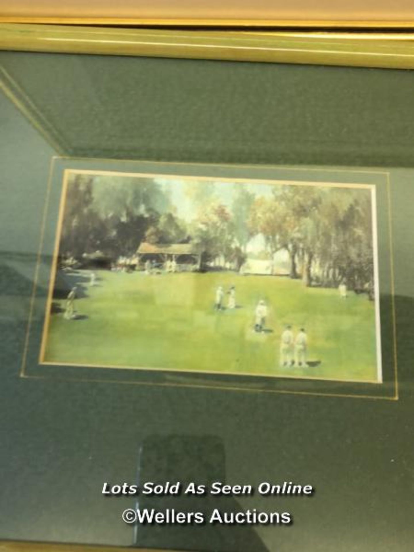 SEVEN FRAMED AND GLAZED PRINTS OF CRICKET SCENES. THE LARGEST 40CM X 29CM - Image 4 of 8