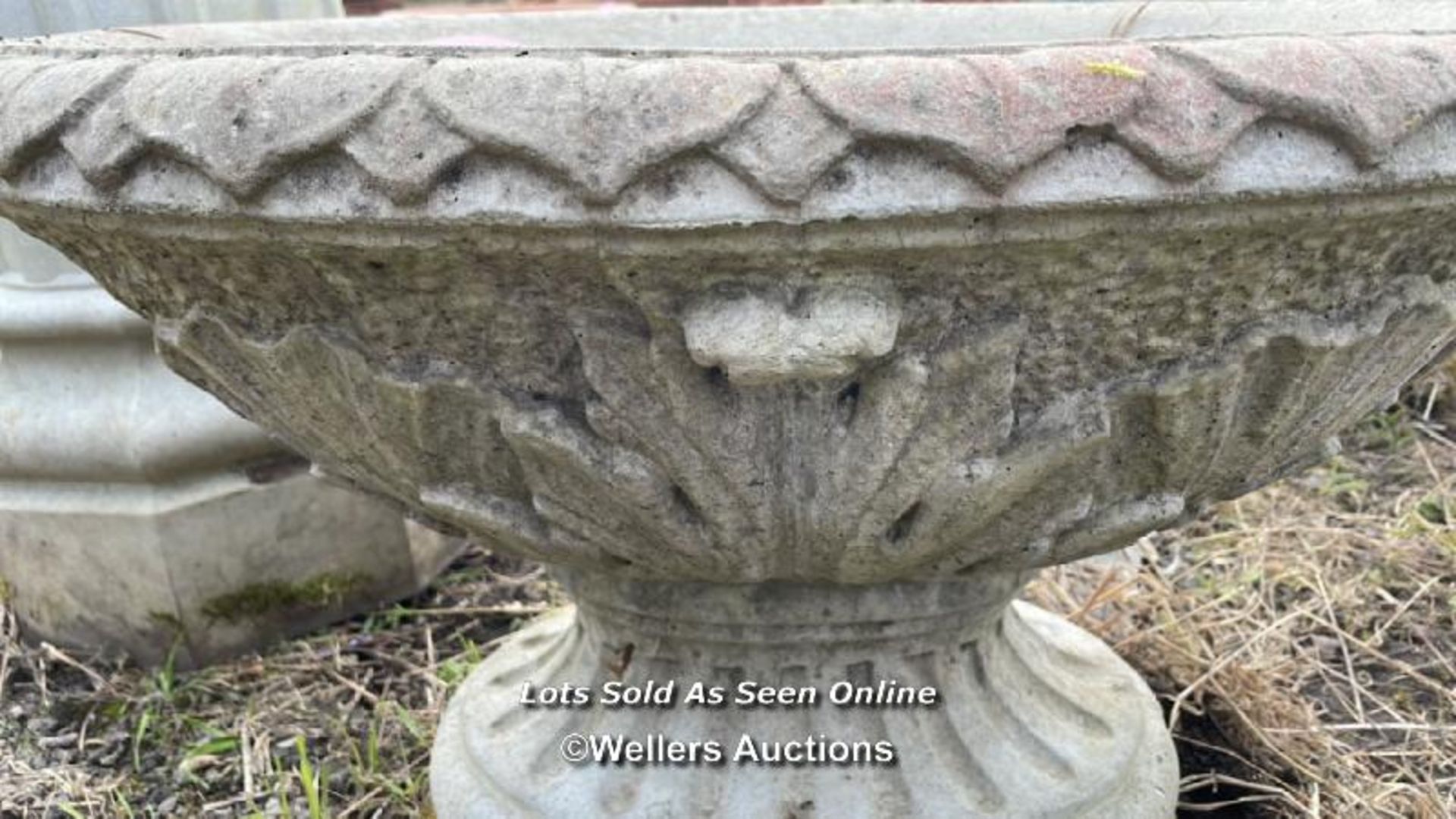 *RECONSTITUTED STONE OVAL PLANTER, 43CM (H) X 68CM (W) X 46CM (D) / COLLECTION LOCATION: ALBOURNE ( - Image 2 of 3