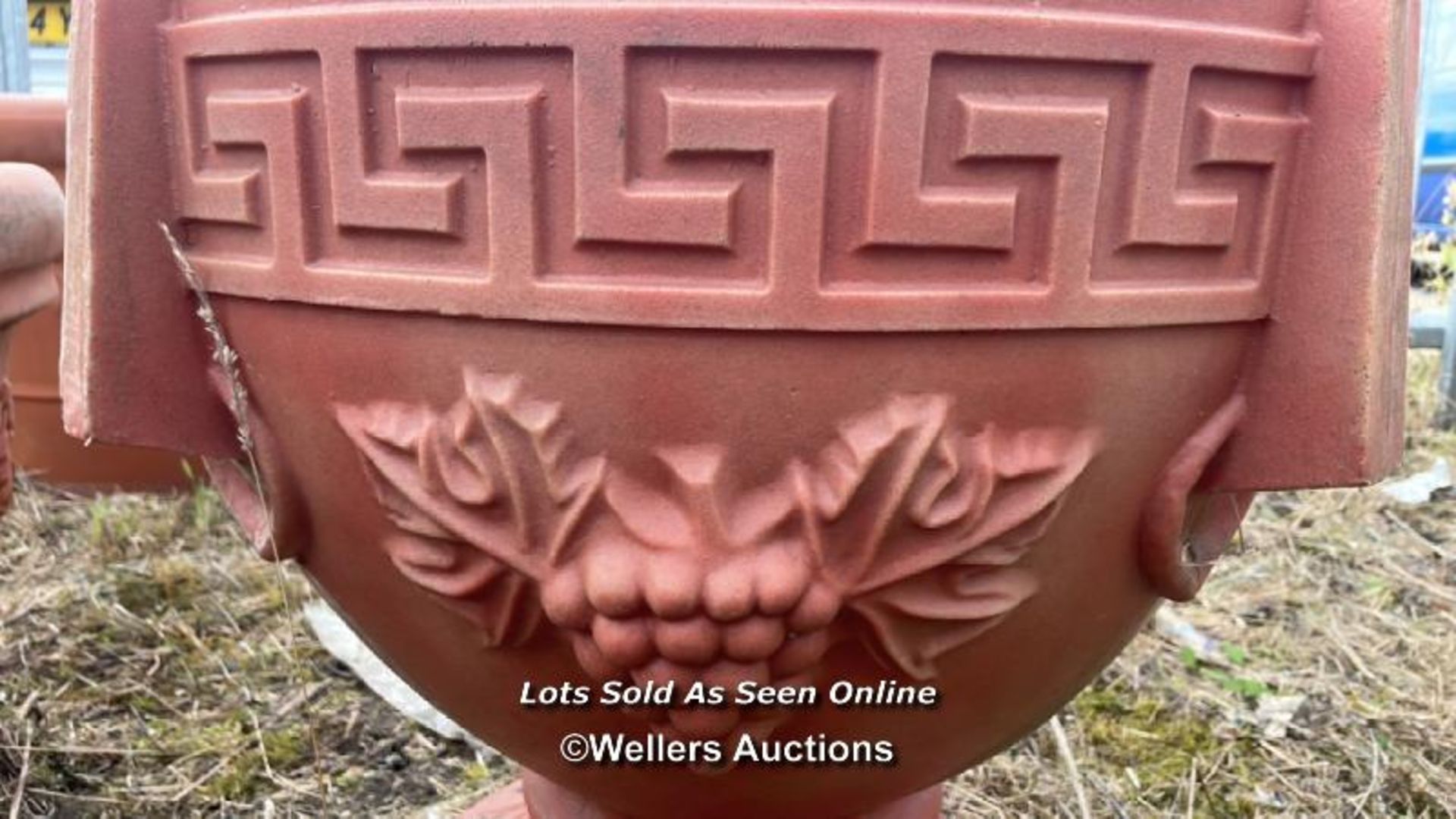 *GREEK STYLE PLANT POT, PLASTIC CASING WITH RECONSTITUTED STONE INNER, IN TERRACOTTA STYLE, 55CM (H) - Image 3 of 3