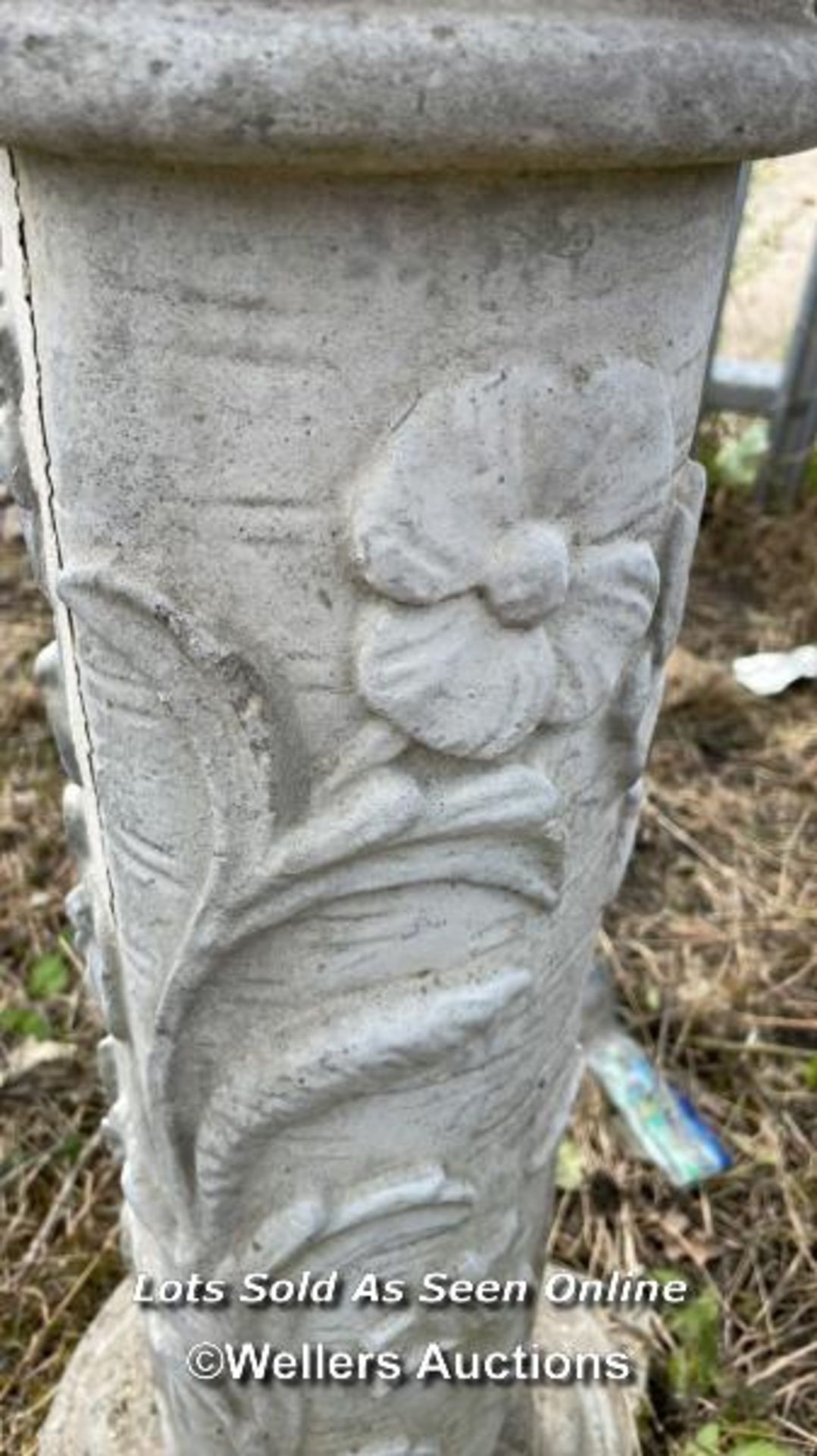 *RECONSTITUTED STONE PLINTH, WITH FLORAL DETAILING, 82CM (H) X 29CM (W) X 29CM (H) / COLLECTION - Image 3 of 3