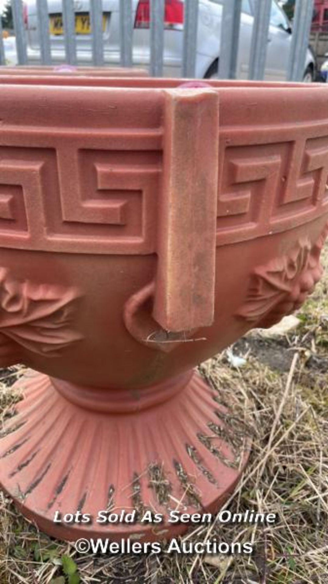 *GREEK STYLE PLANT POT, PLASTIC CASING WITH RECONSTITUTED STONE INNER, IN TERRACOTTA STYLE, 55CM (H) - Image 2 of 3