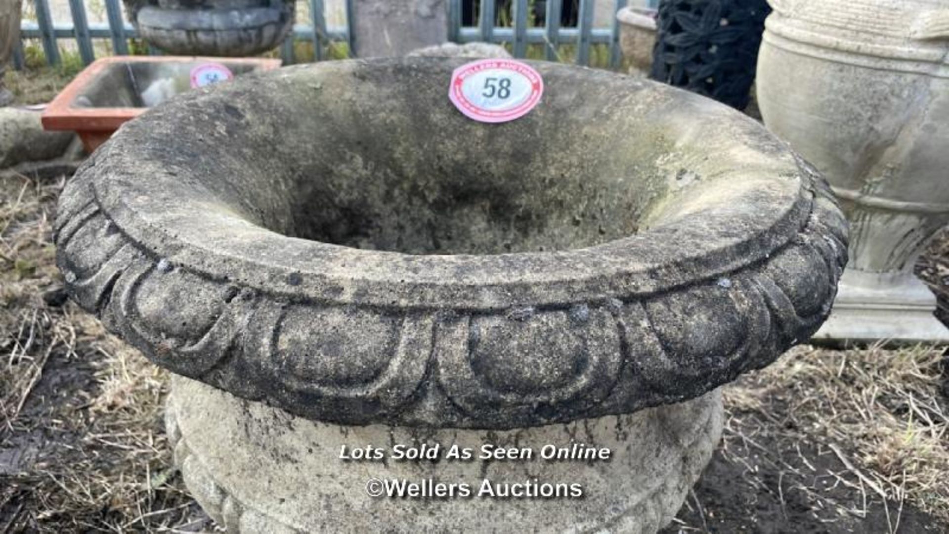 *RECONSTITUTED STONE URN, 64CM (H) X 62CM (DIA) / COLLECTION LOCATION: ALBOURNE (BN6), FULL - Image 2 of 4