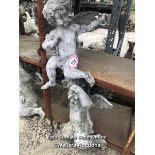 *NON-MATCHING PAIR OF FIBRESTONE CHERUBS, 68CM (H) / COLLECTION LOCATION: ALBOURNE (BN6), FULL