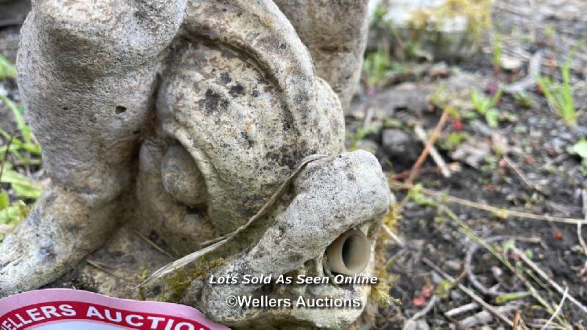 *LITTLE BOY WITH COY FISH, WITH FOUNTAIN SPOUT, 50CM (H) / COLLECTION LOCATION: ALBOURNE (BN6), FULL - Image 3 of 4