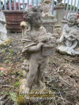 *YOUNG GIRL HOLDING FRUIT BASKET, 50CM (H) / COLLECTION LOCATION: ALBOURNE (BN6), FULL ADDRESS AND