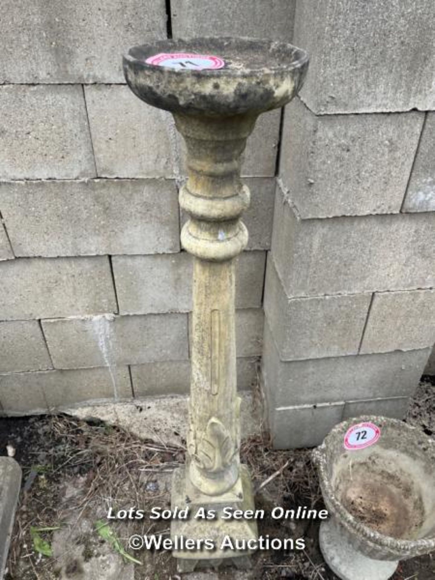 *TALL RECONSTITUTED STONE CANDLE STICK HOLDER OR PLANT STAND, 126CM (H) X BASE 22CM (W) / COLLECTION