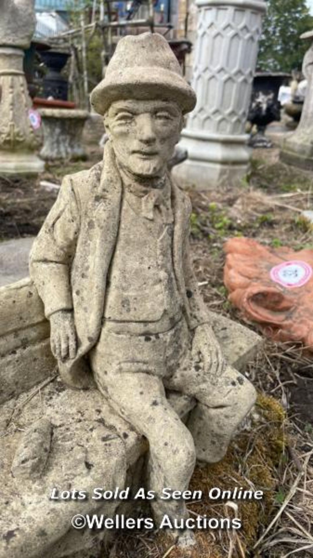 *MAN SITTING ON BENCH, 45CM (H) X 45CM (L) / COLLECTION LOCATION: ALBOURNE (BN6), FULL ADDRESS AND - Image 2 of 4