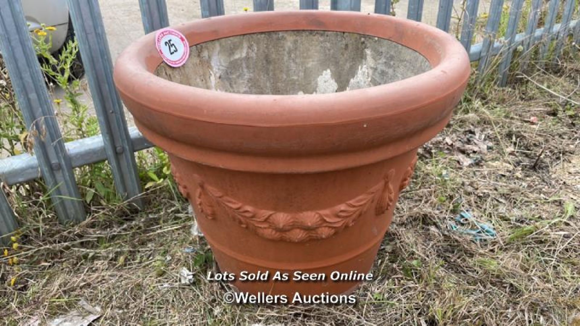 *PLANT POT, PLASTIC CASING WITH RECONSTITUTED STONE INNER, TERRACOTTA STYLE, 54CM (H) X 54CM (DIA) /