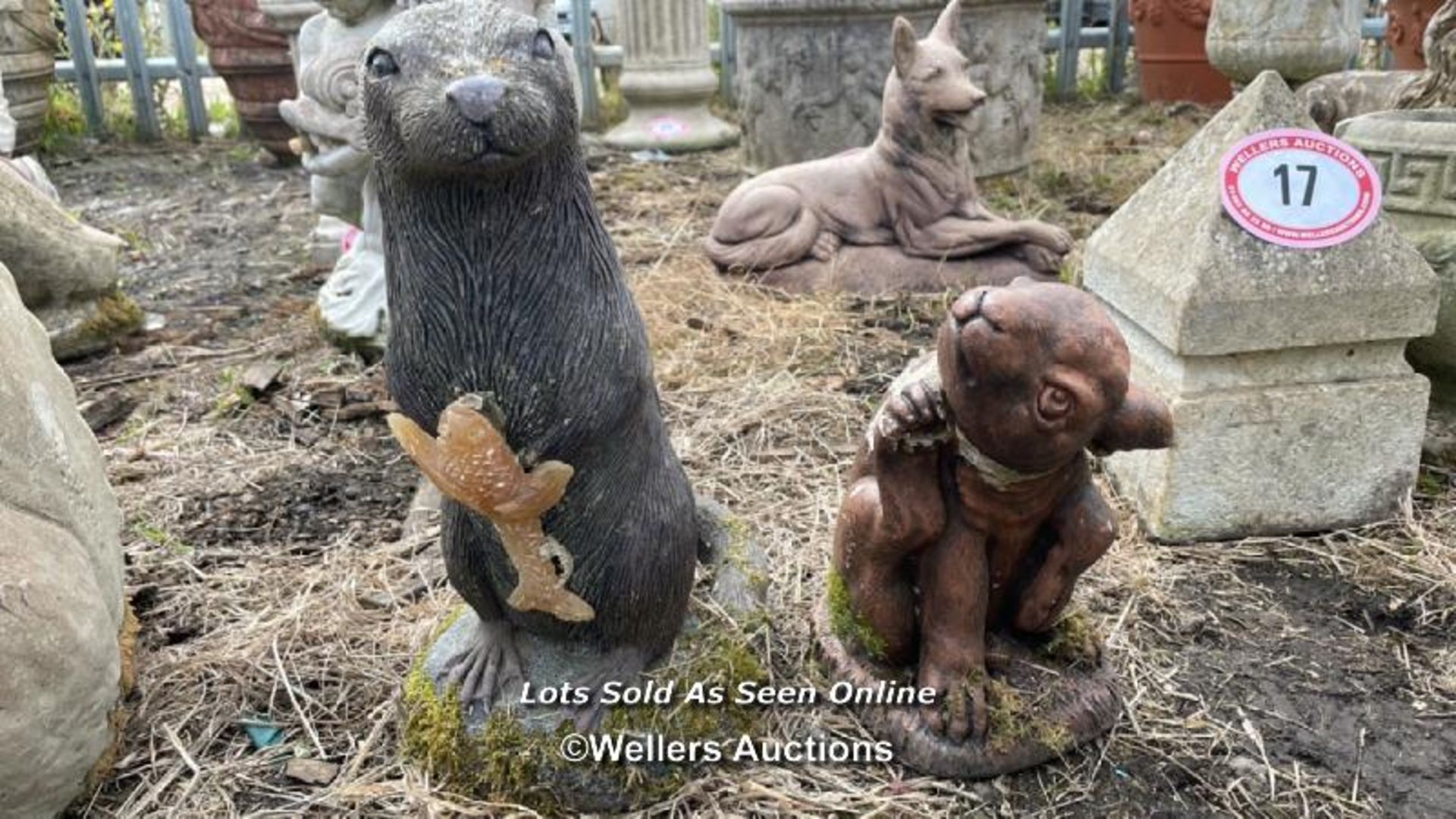 *OTTER AND A RABBIT, OTTER 36CM (H) / COLLECTION LOCATION: ALBOURNE (BN6), FULL ADDRESS AND