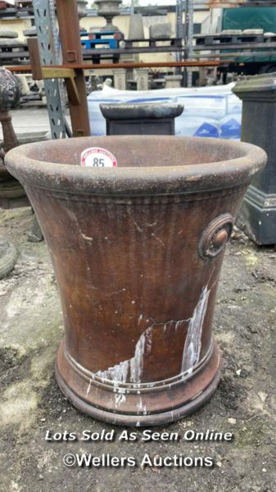 *RECONSTITUTED MARBLE PLANTER, 58CM (H) X 53CM (DIA) / COLLECTION LOCATION: ALBOURNE (BN6), FULL