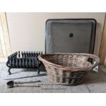 Firebasket, log basket, fire tools and fire guard. Firebasket 41cm x 33cm