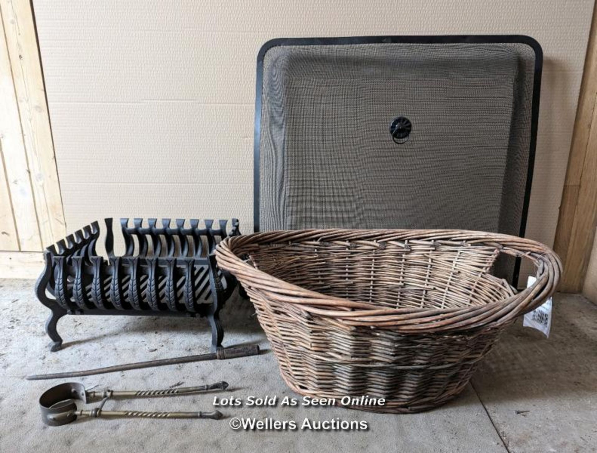 Firebasket, log basket, fire tools and fire guard. Firebasket 41cm x 33cm