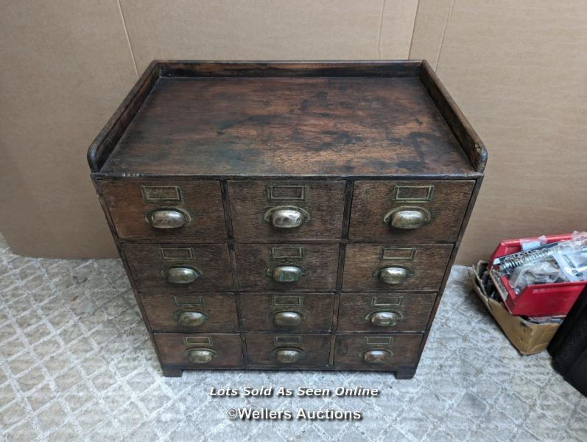 Apocathery chest. Oak drawers with pine frame and ply sides. Was in a boat so had a sloped back. - Image 2 of 6