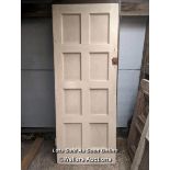 A set of 10 matching painted pine doors C1930 with 8 panels. All 44mm thick. Probably pitch pine.