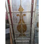 Set of 4 stained glass panels for restoration, hand painted details, some glass missing, some