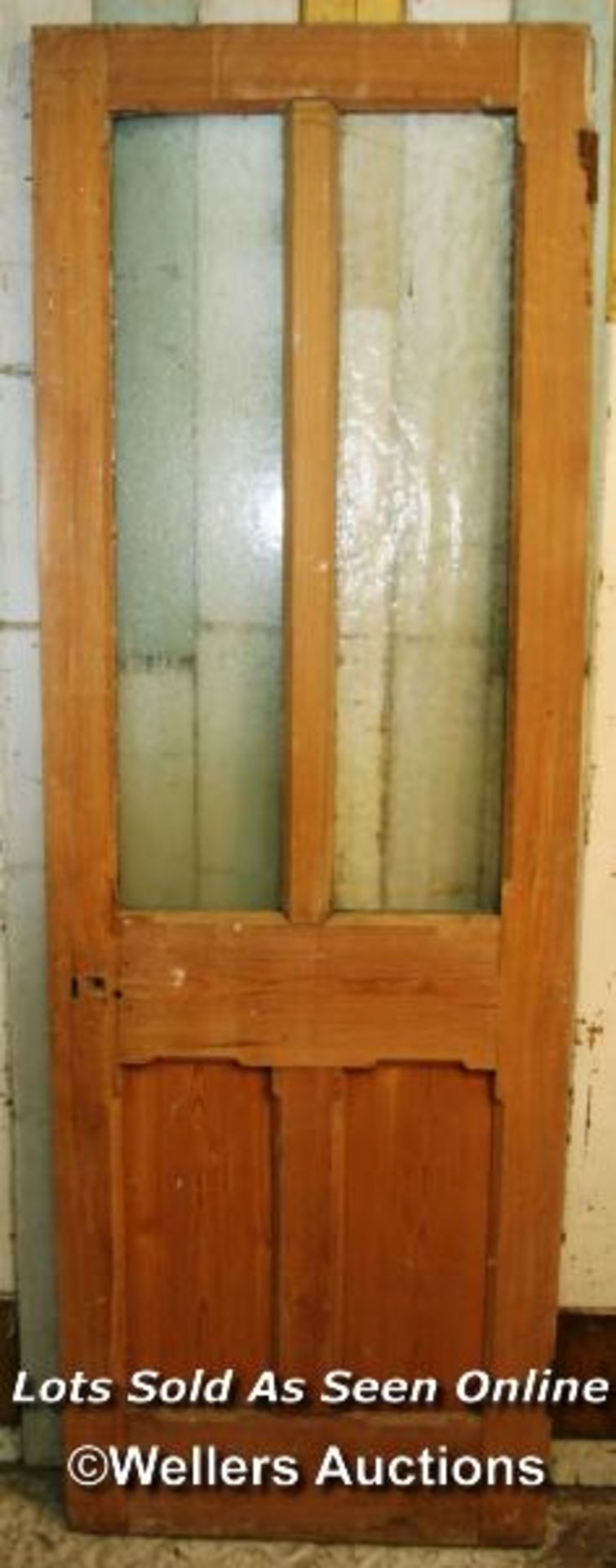 2 Victorian four panel glazed doors for restoration. Sizes 73cm x 216cm x 4.5cm and 84cm x 217cm x