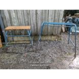 2 pieces of Gym equipment from Haslemere Heights school. 1950s vintage. One with an oak seat.