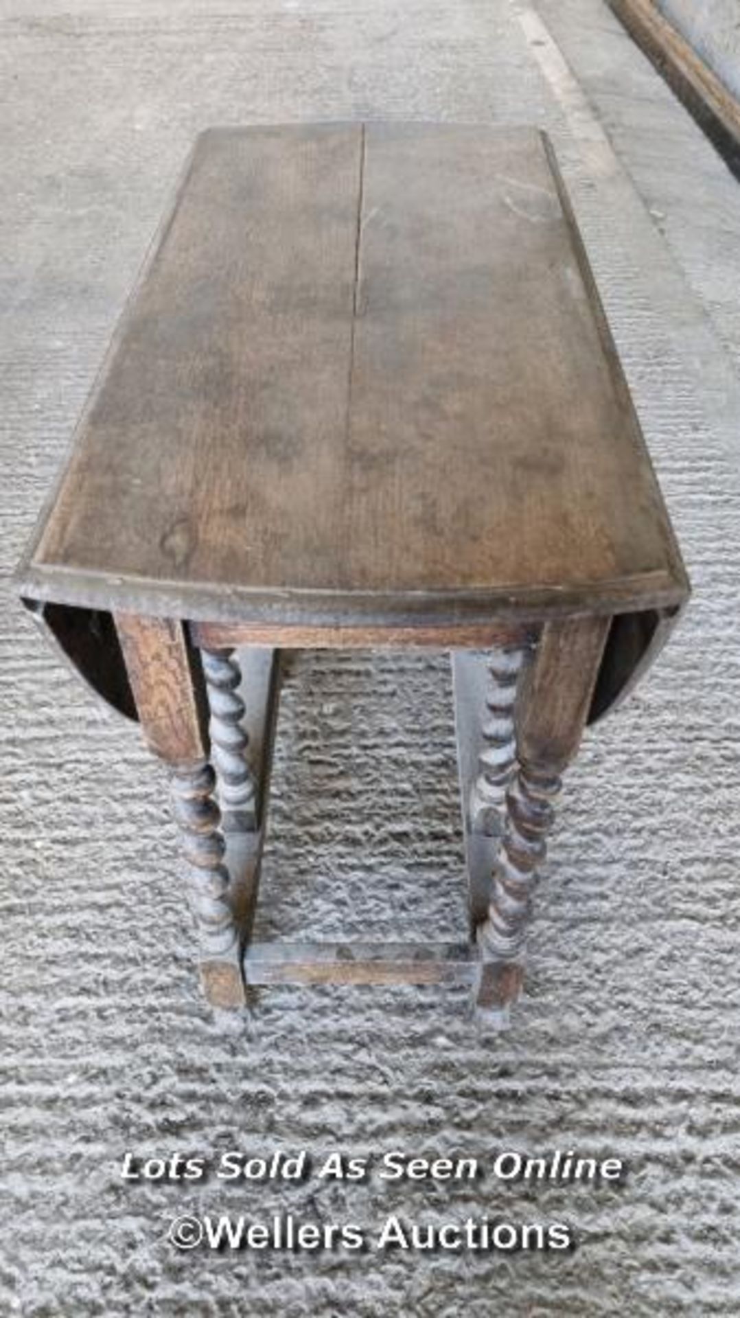 3 pieces of furniture for restoration . An oak drop leaf table with 122cm by 91cm oval top. Table is - Image 8 of 8