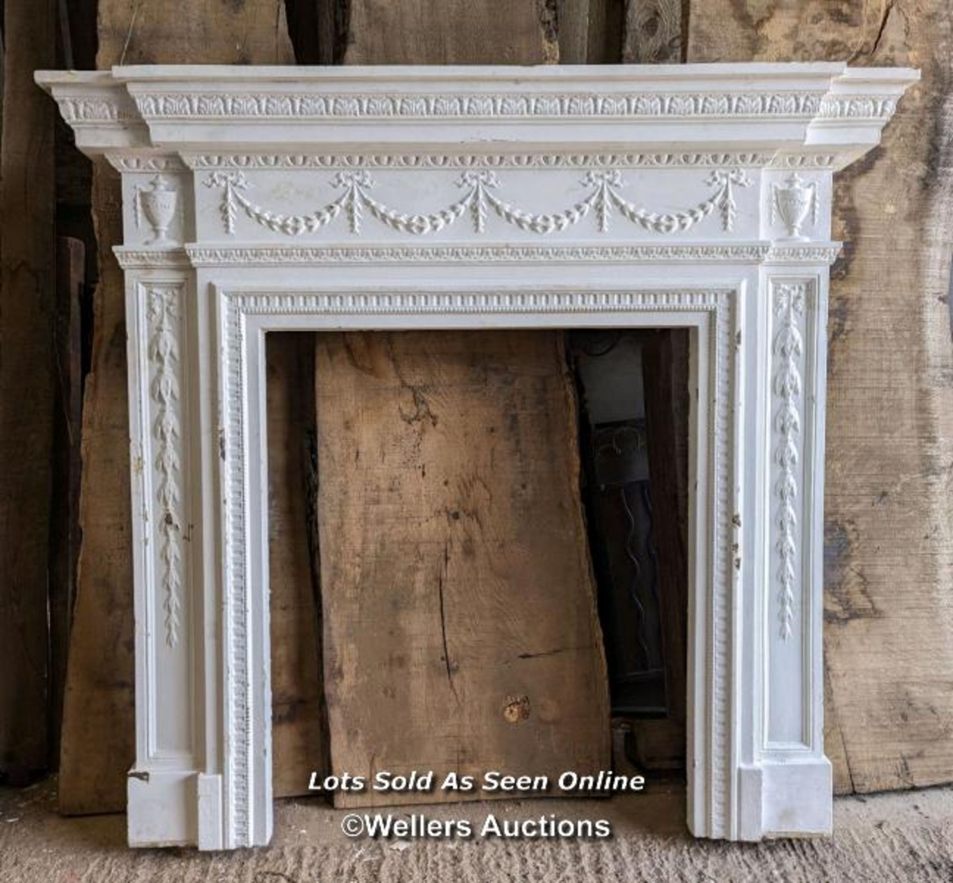 Large Victorian cast iron painted fire surround. 142cm mantel, opening 76cm W x 91cm T