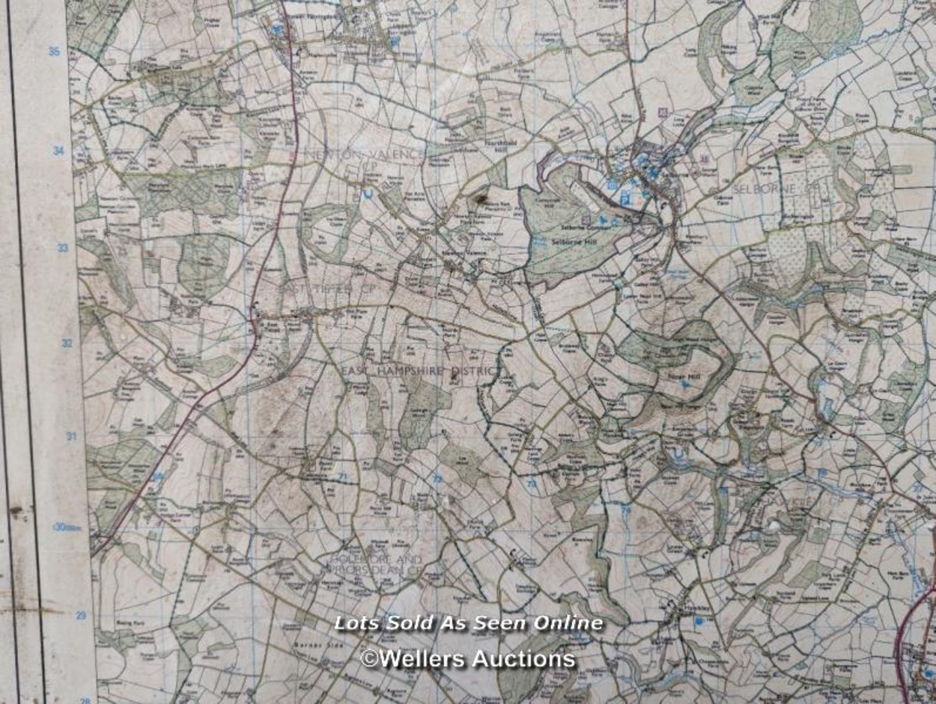 3 maps, local interest. One of Petersfield area mounted on a board. 2 older maps of Selborne and - Image 3 of 8